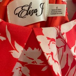 Eliza j floral orange coral midi dresses size 6